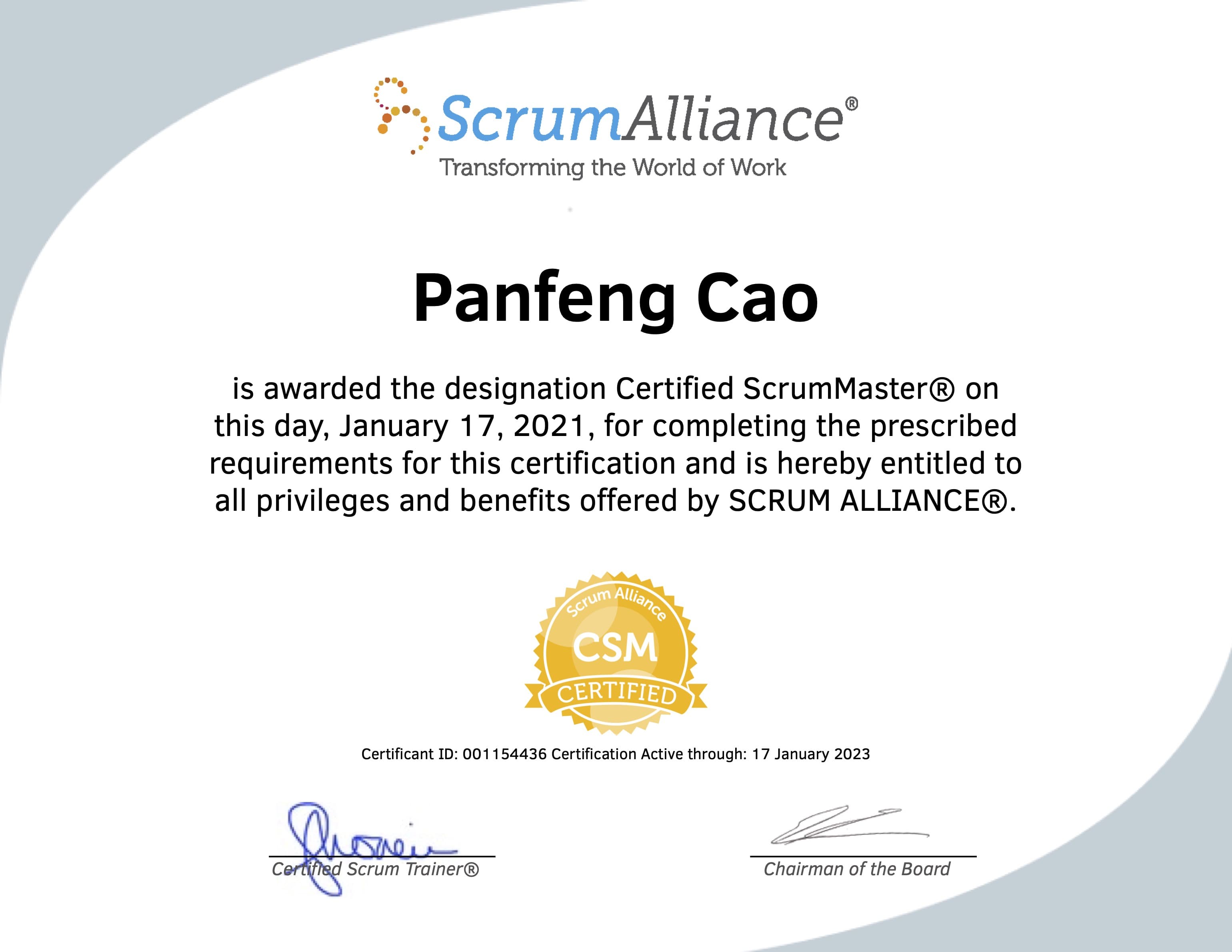 Scrum Master Certificate